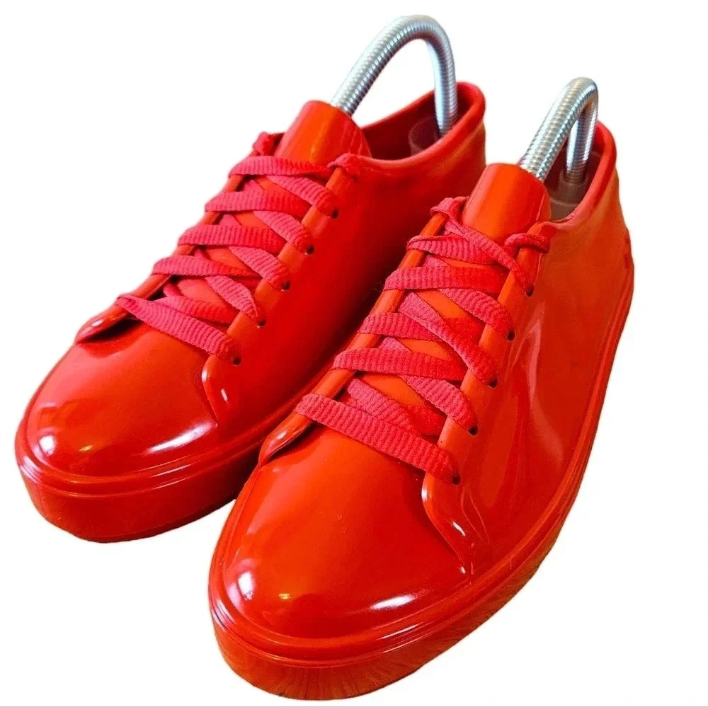 Melissa Women's Jelly PVC Lace  up Low Top Red Sneakers Shoes Size 8.